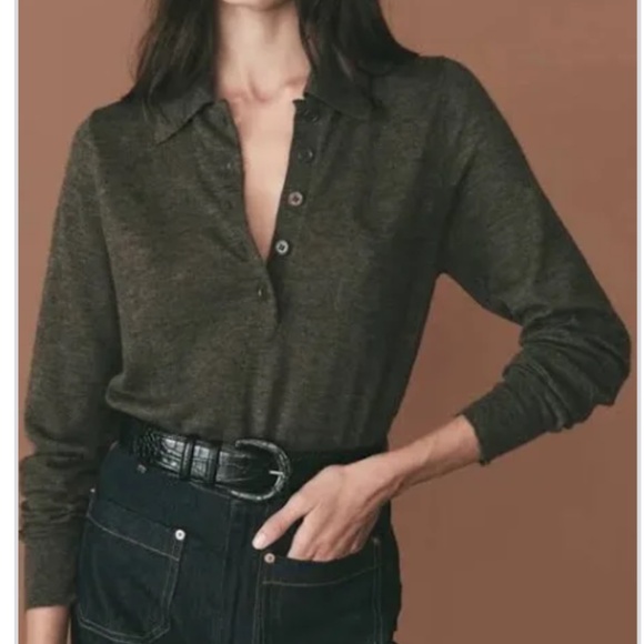 Doen Sweaters - Doen cashmere sweater Eloi hemlock xs extra small polo pullover henley gray luxe